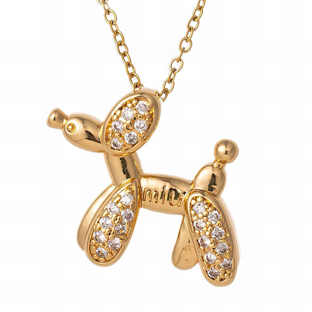Gold Balloon Dog Pendant Necklace